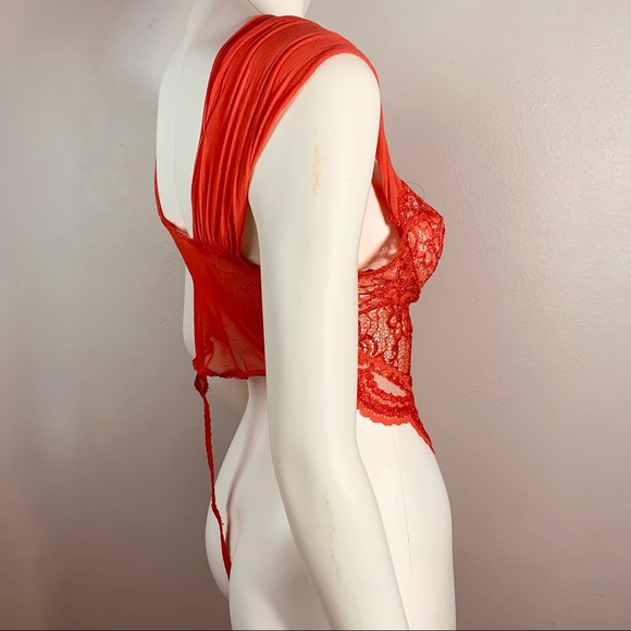 Vintage Victoria’s Secret Gold label coral lace teddy lingerie thong she… - Picture 5 of 16